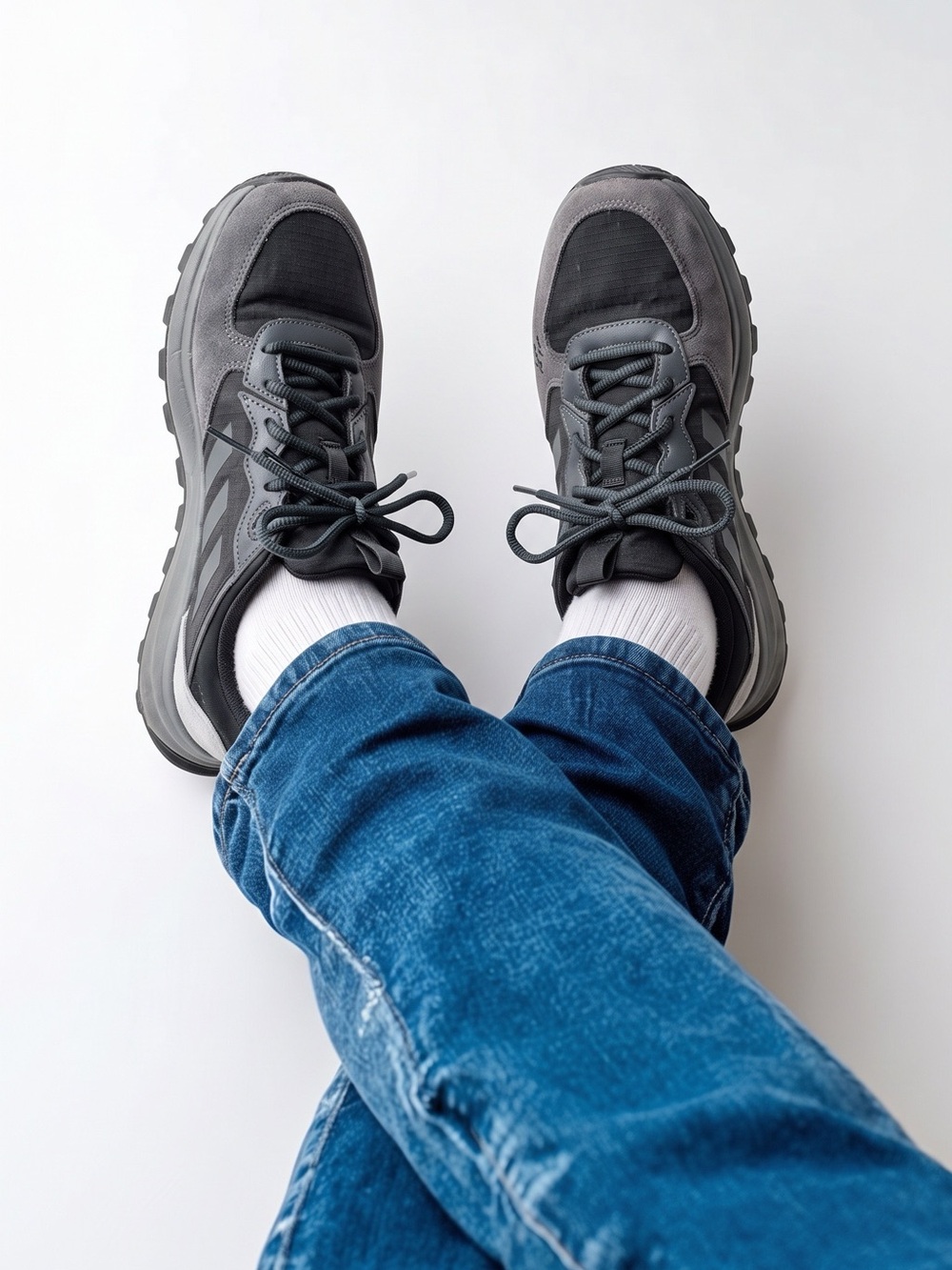 Gray and Black golf Shoes, men’s with storage bag